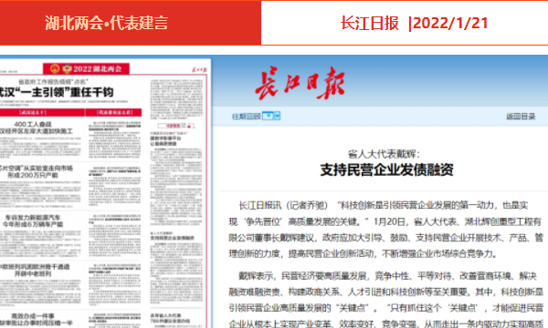     媒体聚焦 | K8凯发国际重工董事长戴辉为“两会”建言